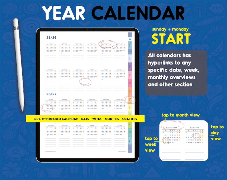 2026 2027 Digital Planner: Samsung Notes & Android, Daily Weekly Layout | Mid Year image 7