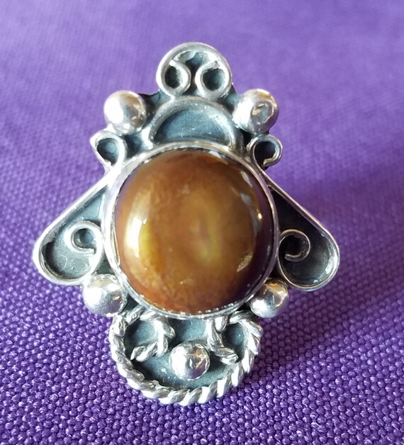 Fire Agate ring with silver setting - 135 - image 1