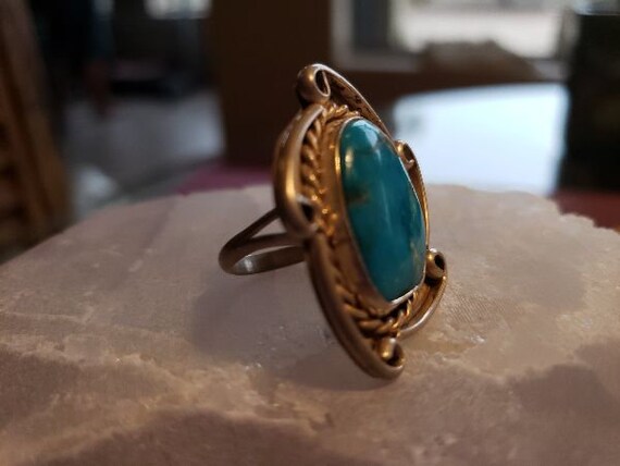 Turquoise ring with silver setting - 417 - image 4