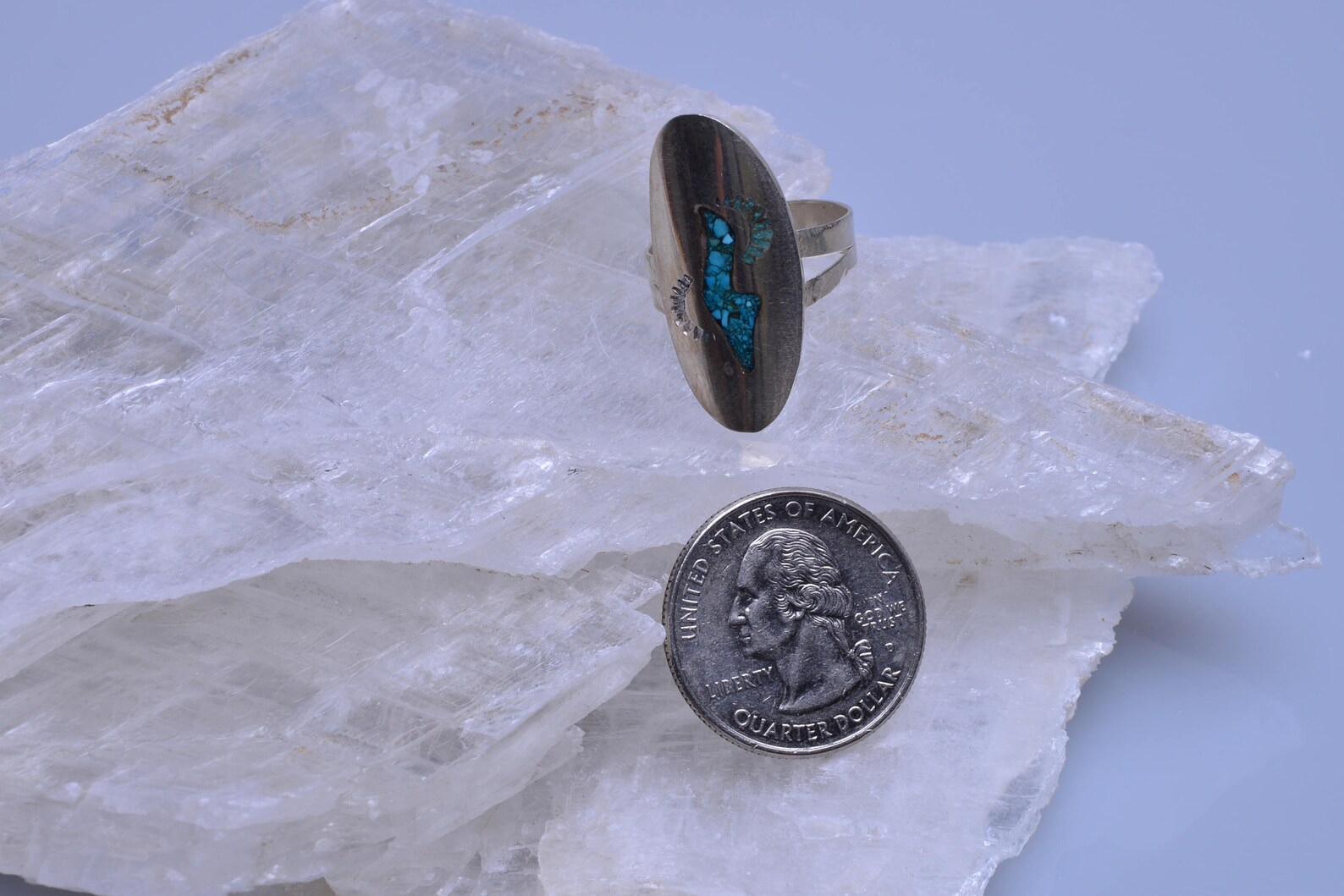 Turquoise and Sterling Silver Adjustable Size Ring