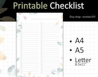 Checklist template for printing : daily to do list, to do list, personalized to do list, routine checklist, shopping list, grocery list