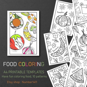 Food coloring, printable coloring pages, digital coloring pages, coloring pages for adults, coloring printable for children : 10 pages