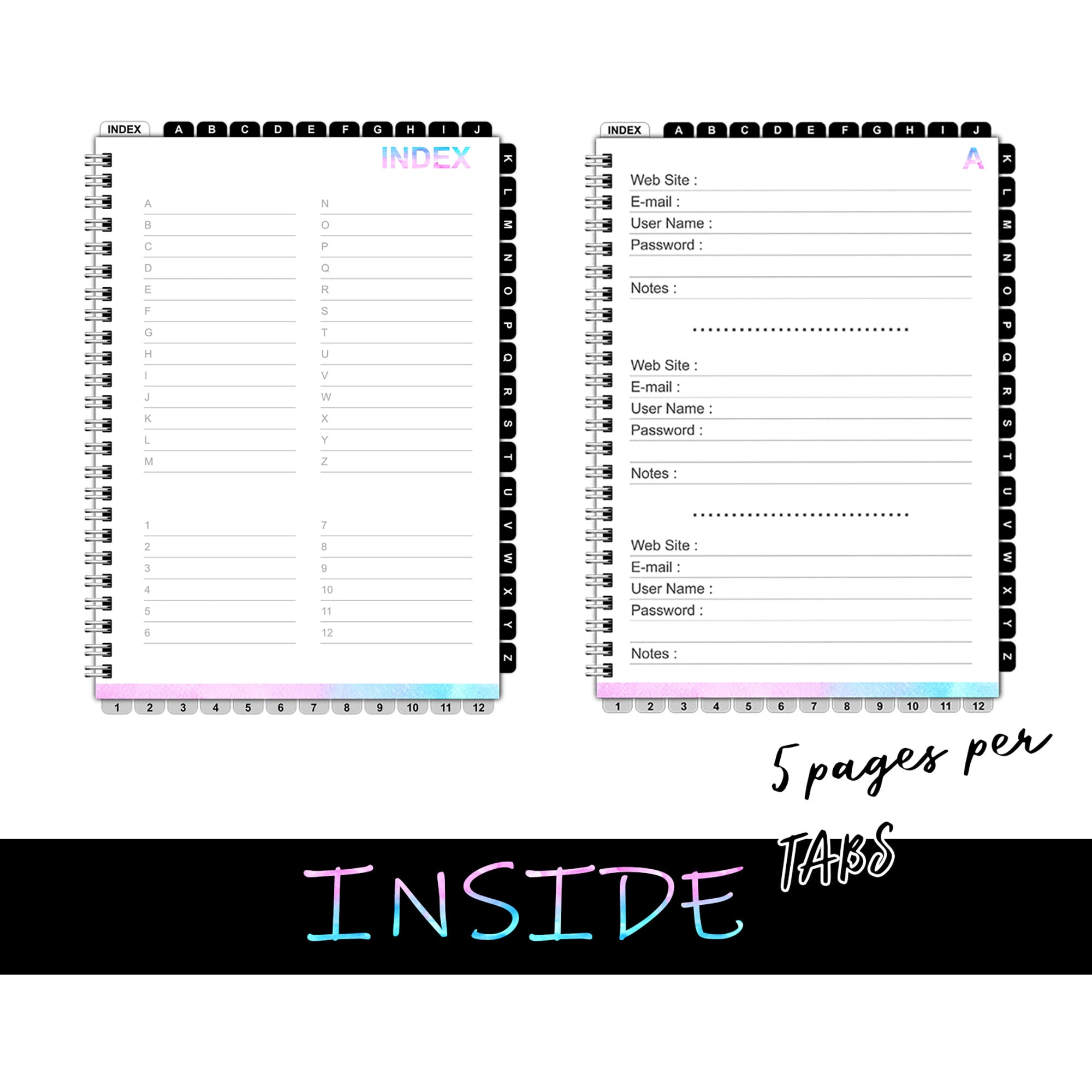 Password Book Organizer Password Book Digital Notebook Etsy Australia