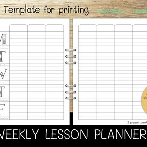 lesson plan template, weekly lesson planner, printable planner, homeschool planner, large planner : PDF files for printing & fillable