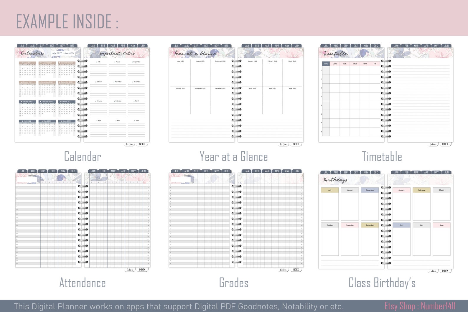 Teacher Planner 20222023 Digital Teacher Planner Academic Etsy