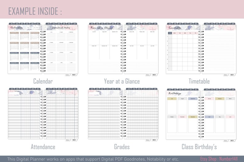 Teacher Planner 20222023 Digital Teacher Planner Academic Etsy