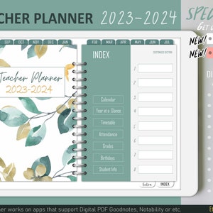 Teacher digital planner, teacher planner 2023-2024, personalized teacher planner, lesson planner, goodnotes planner teacher