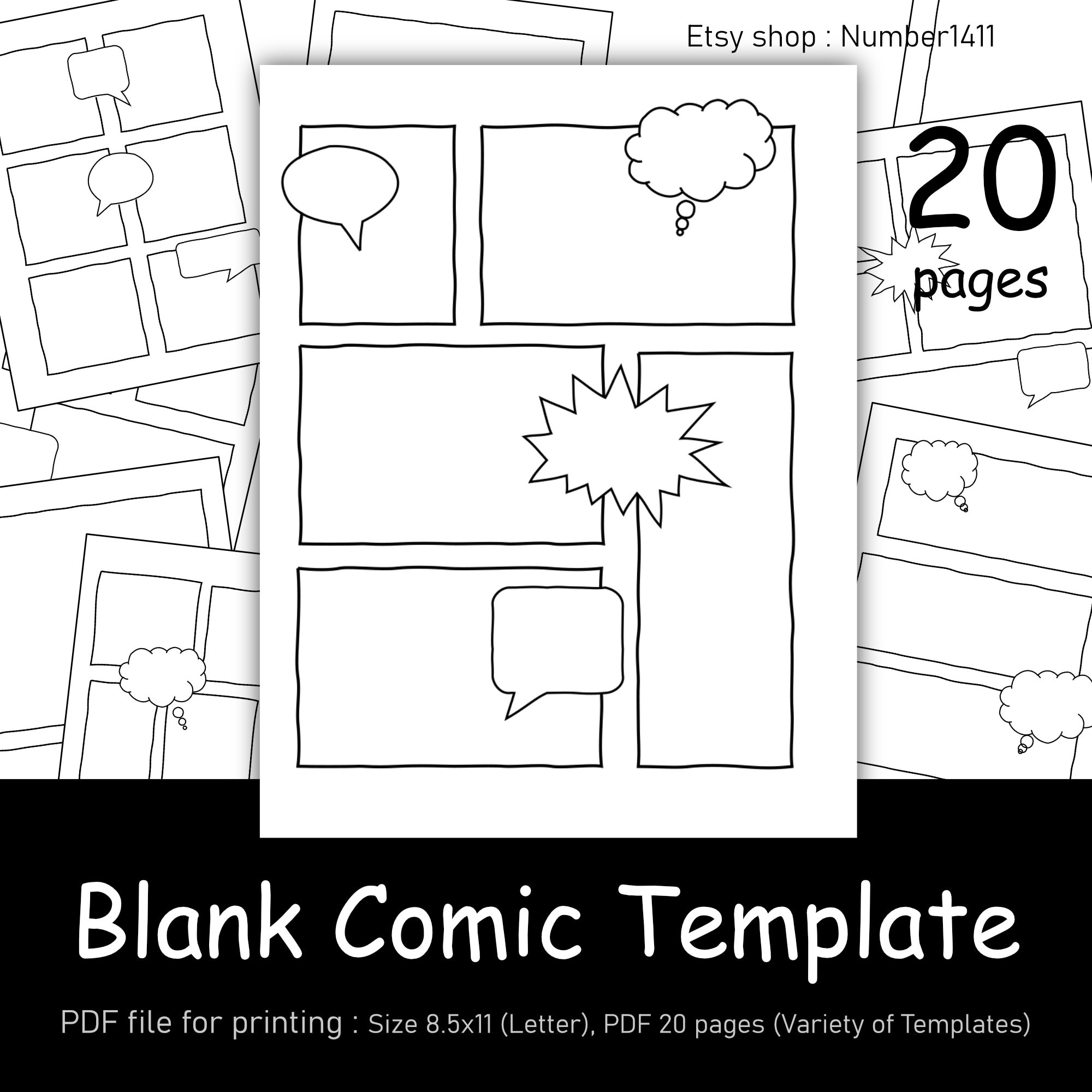 80 Procreate Blank Comic Book Template , Size 8.5x11 Inch