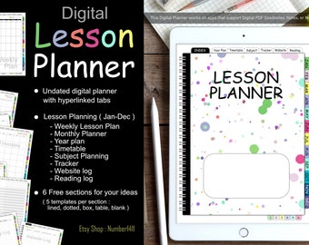 undated digital planner for lesson planning, homeschool planner, weekly lesson plan schedule, goodnotes planner for students, teachers, mom