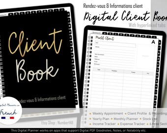 Digitales Kundenbuch in französischer Sprache, Informationen für Kunden und Terminplaner für kleine Unternehmen | digitaler Planer | ipad tabletten | GoodNotes