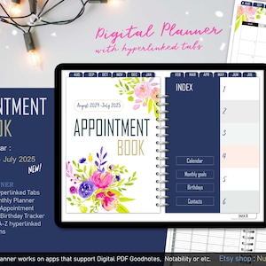 Digital hourly appointment book (Mid Year Aug2024-Jul2025) : Goodnotes planner for Hairstylist, Nail salon, Makeup artist