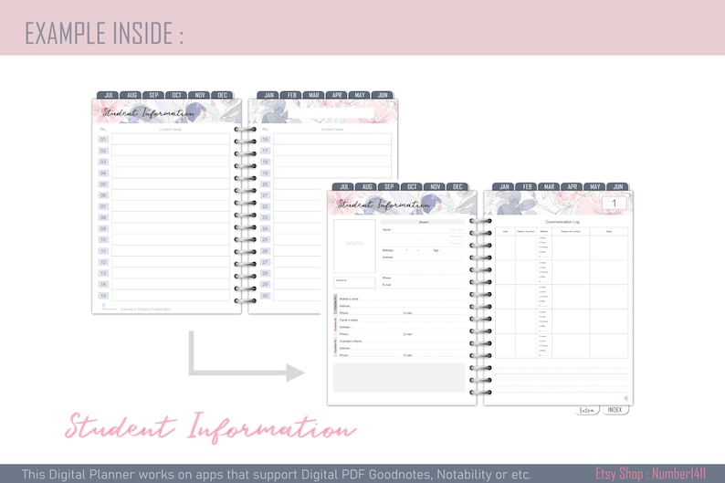 Teacher Planner 20222023 Digital Teacher Planner Academic Etsy