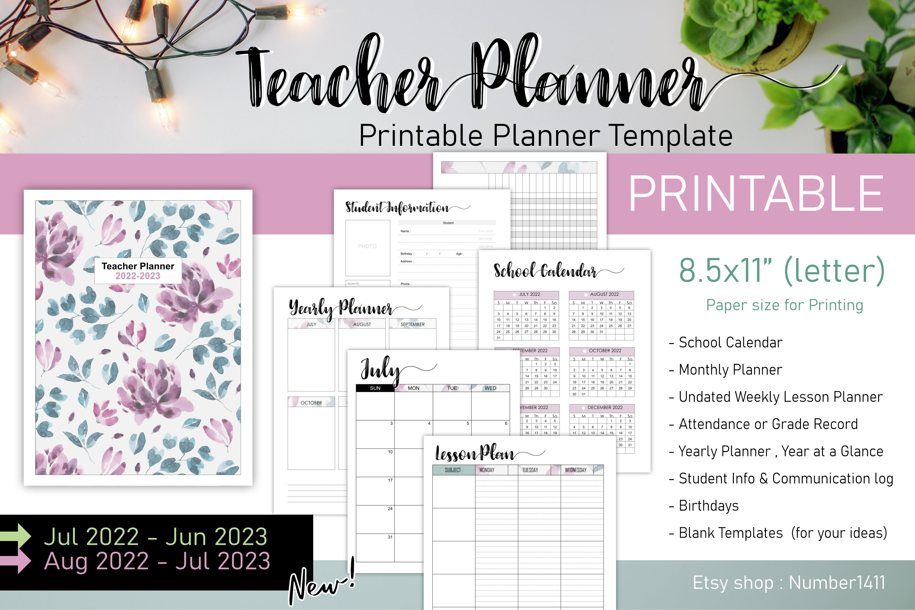 Printable Teacher Planner 20222023, Teacher Planner Template, Academic