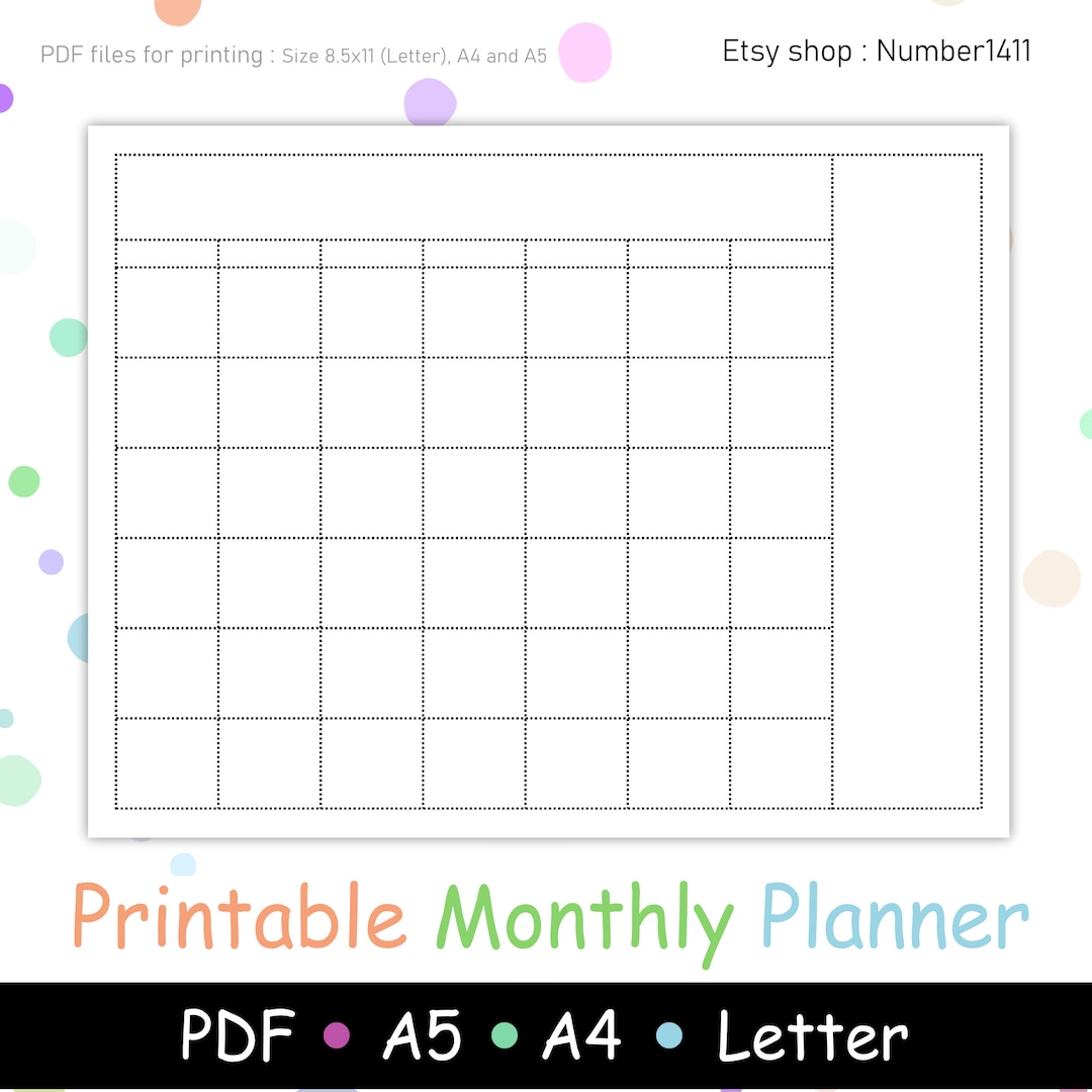 Printable Teacher Planner, Blank Monthly Planner, Undated Planner ...