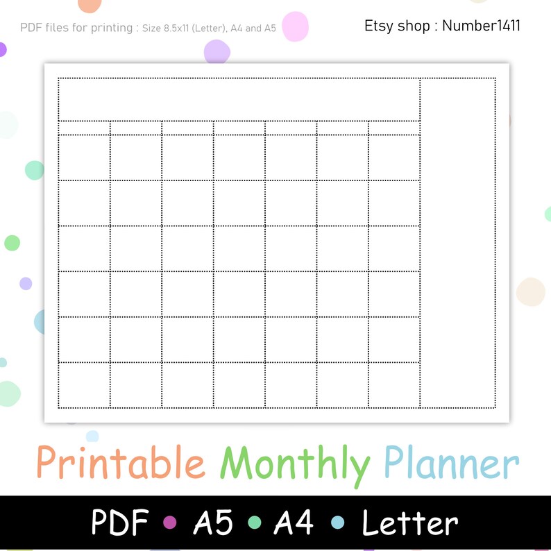 Printable Teacher Planner Blank Monthly Planner Undated Etsy
