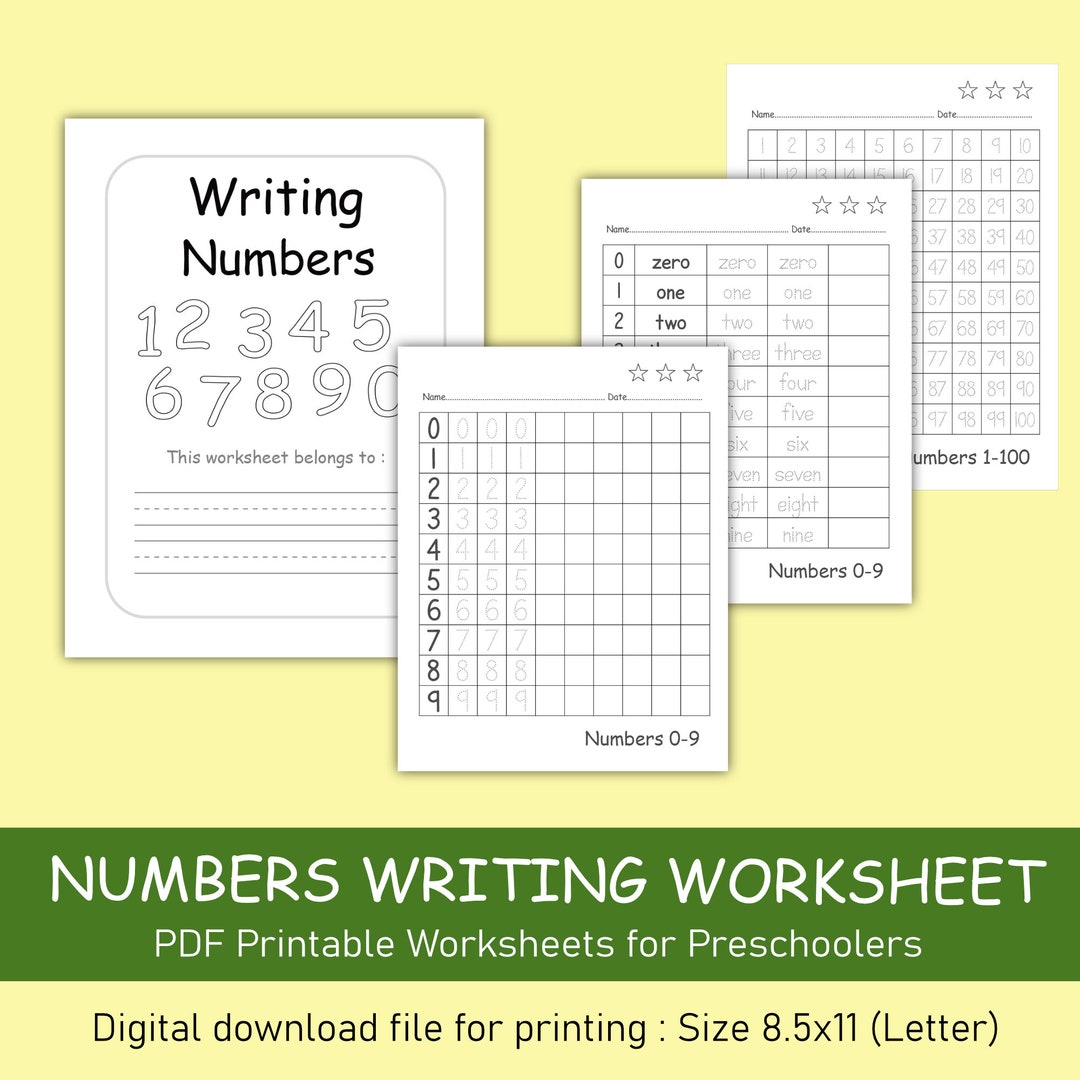 Printable Number Writing Worksheet, Preschool Printable , Handwriting ...