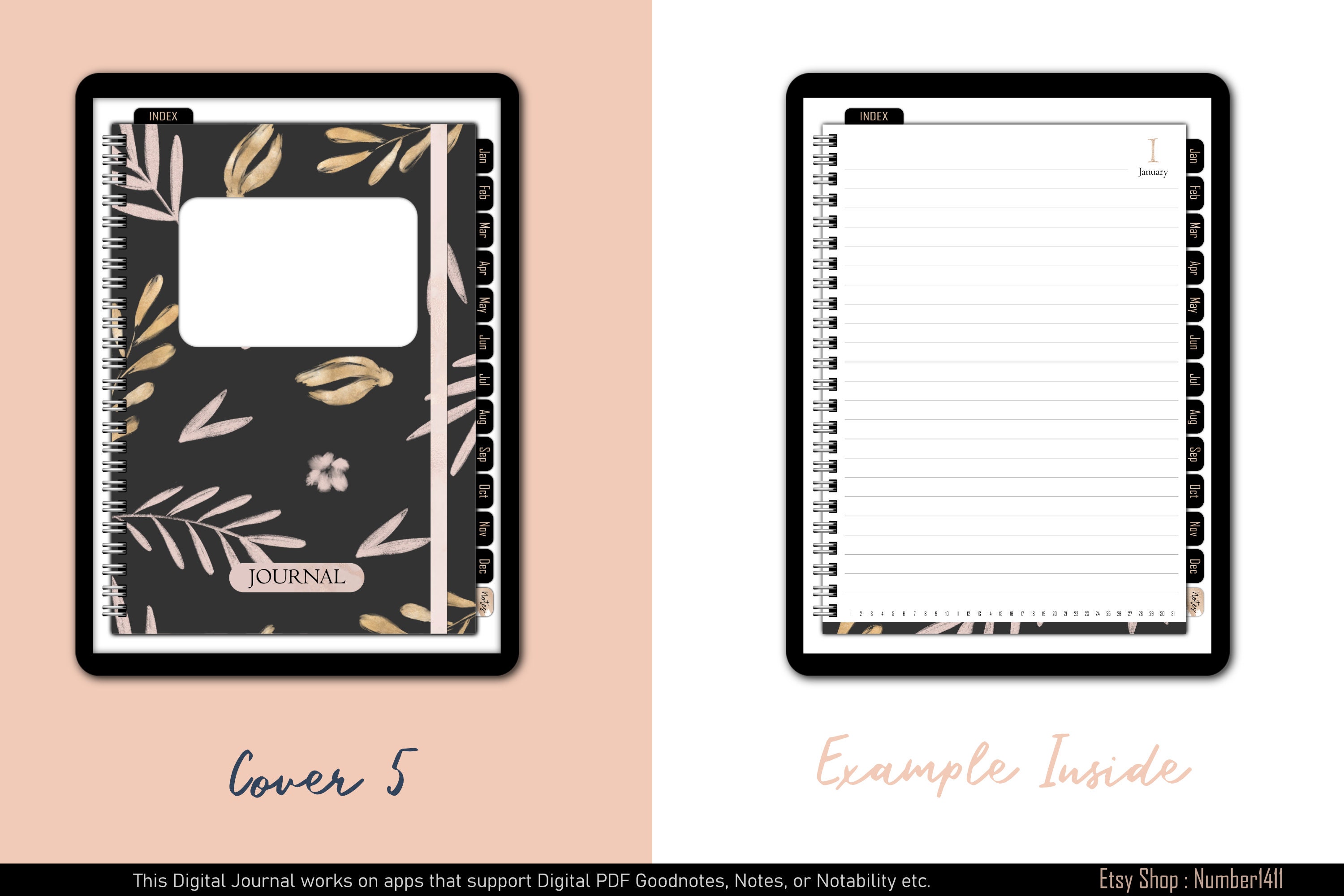 Digital Diary Journal Digital Notebook With Tabs Digital Etsy