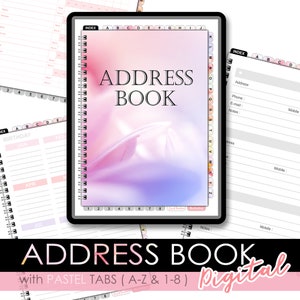 Digital Address Book, floral address book, Digital Notebook , address book with tabs , Christmas card tracker, digital notebook goodnotes