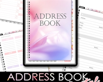 Digital Address Book, floral address book, Digital Notebook , address book with tabs , Christmas card tracker, digital notebook goodnotes