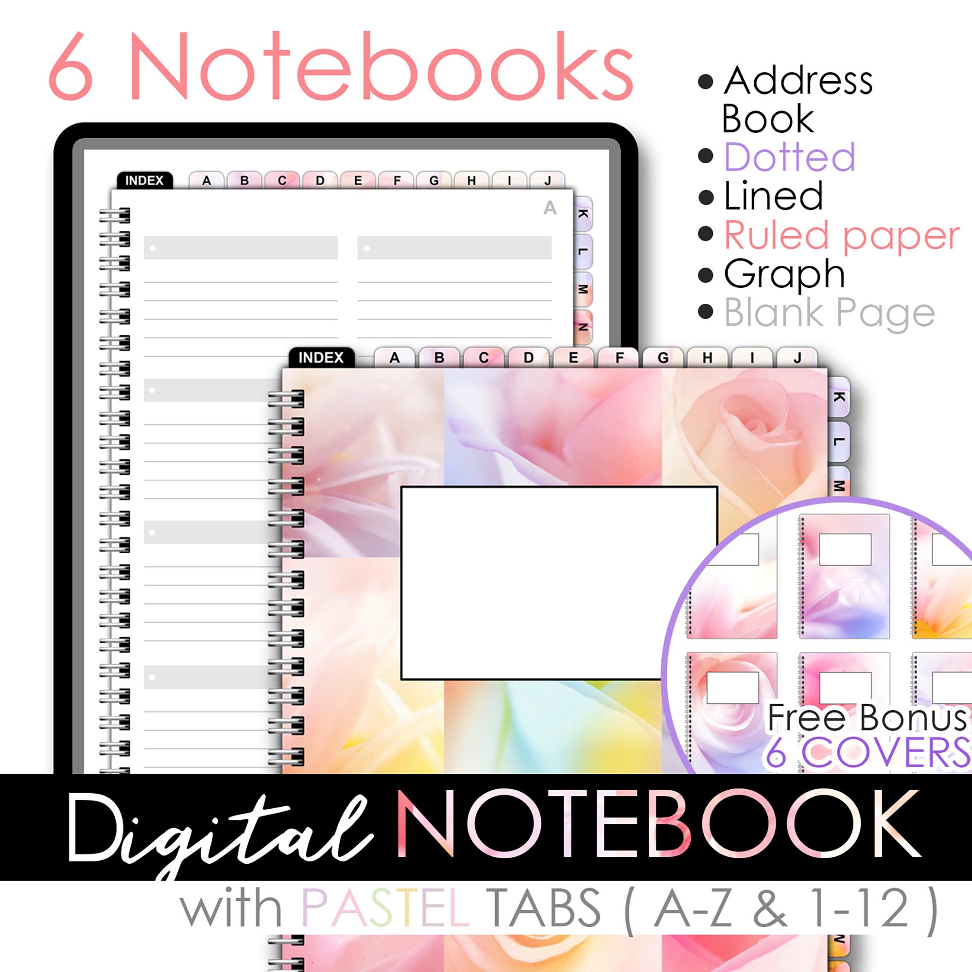 Address book floral address book Digital Notebook Etsy