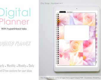 undated digital planner for iPad, Goodnotes , Notability : organizer, notebook, diary, journal, travel, study, routine, working
