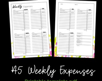 Printable Weekly Expense Tracker,  printable finance, bill tracker, personal expense, personal finance, budget planner printable : PDF A5