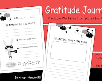 Gratitude Journal for Kids, Printable worksheet templates, Kindness Journal, homeschool worksheet, activit worksheet : for printing, 8.5x11"
