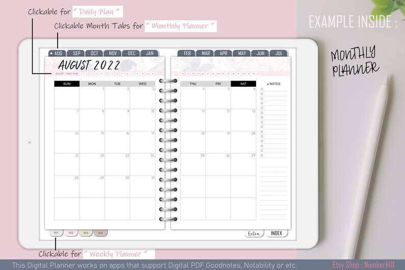 Teacher Planner 20222023 Digital Teacher Planner Academic Etsy