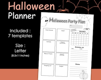 Halloween Planner for planning Halloween activities, Printable Planner, PDF File for printing, size Letter 8.5x11 IN