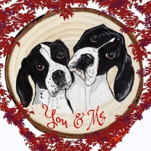 Tarjeta de San Valentín con forma de corazón de perro pointer inglés