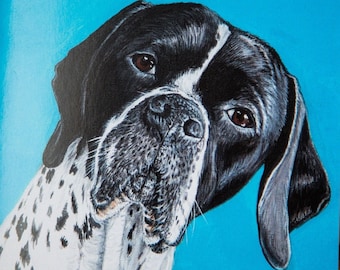 May include: A birthday card featuring a black and white dog with a blue background. The card says "Heard it's your birthday..."