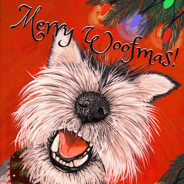 Cute Merry Woofmas Schnauzer Christmas Card