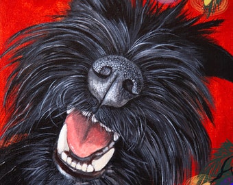 Cute Christmas card featuring black schnauzer dog