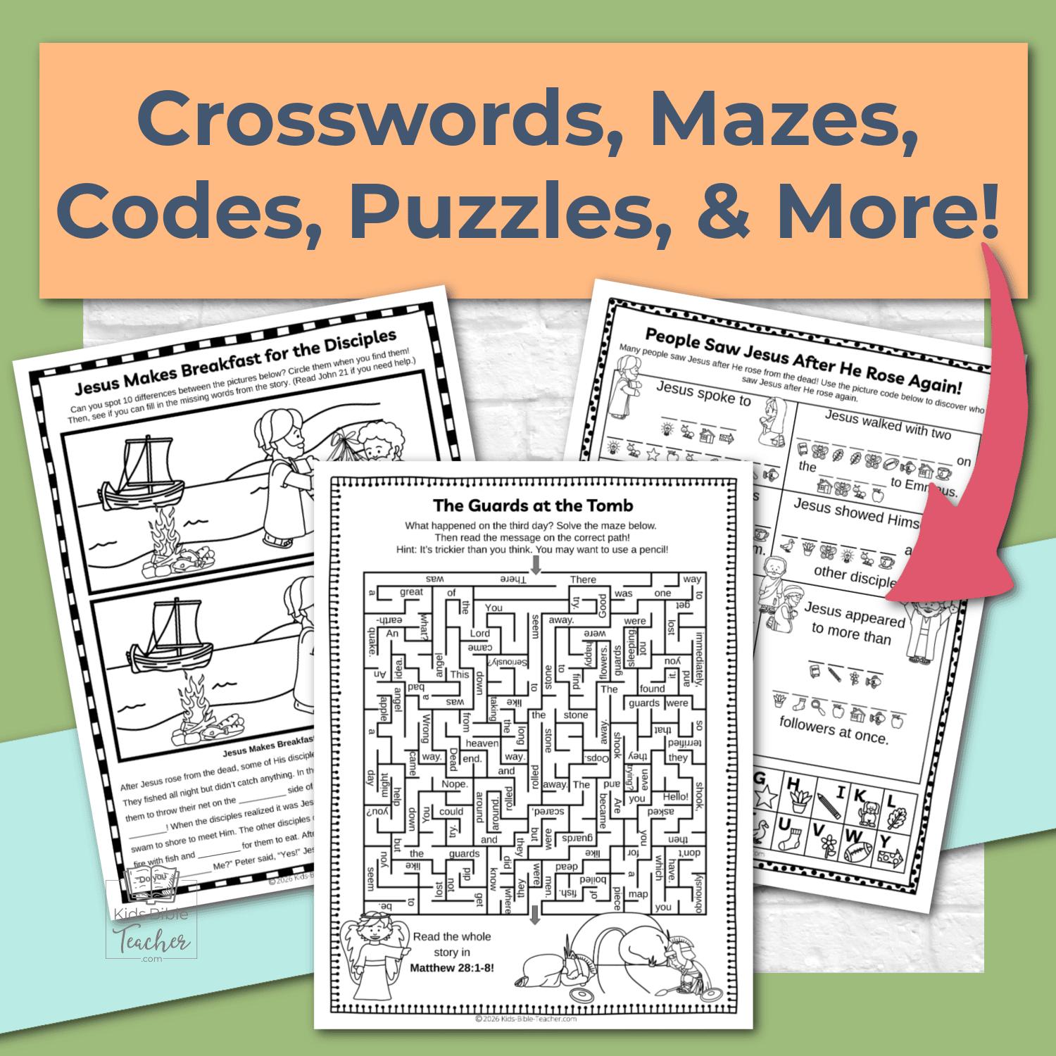 12 Easter Bible Activity Pages About Jesus' Death and Resurrection for ...