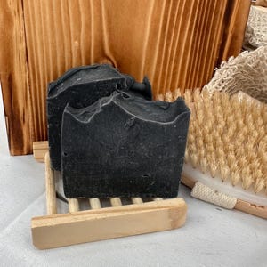 Charcoal Cold Process Shea Butter & Goat’s Milk Soap with light eucalyptus mint scent - handmade and very moisturizing