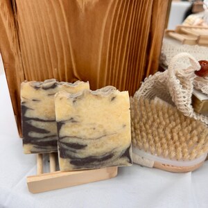 Cold Process Shea Butter & Goat’s Milk Soap with woodsy vanilla rustic scent - handmade and very moisturizing
