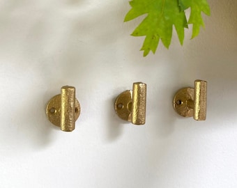 Cute Small Modern Black or Gold  Heavy Duty Cast Iron Wall Hooks for Towels, Coats, Bags, Backpacks