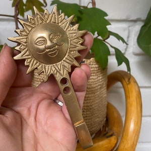 Vintage Handcrafted brass wall hook - Sun