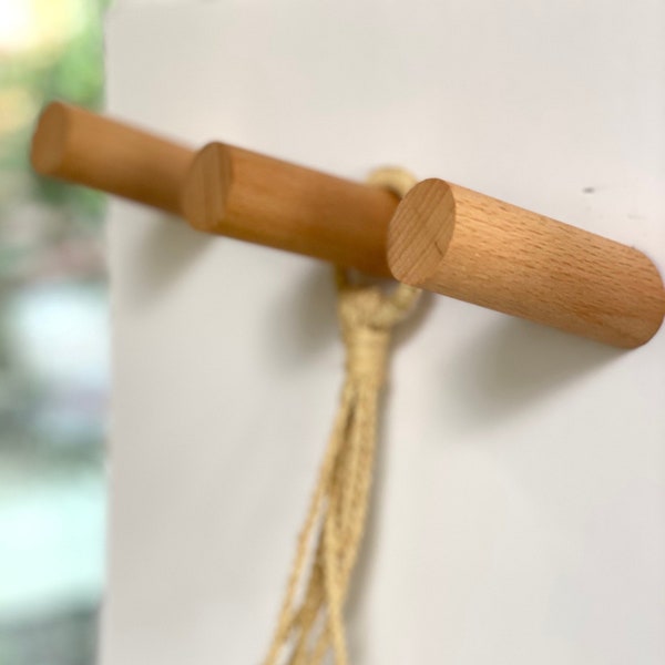 Minimalist Modern Handcrafted Beech/Walnut Wood Wall Mount Peg ~ Single Hat, Towel, Bag Purse Hook - Angle size 2" & 3", (4" hangs straight)