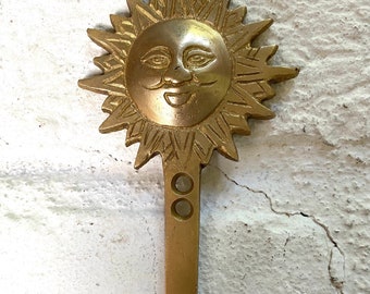 Vintage Handcrafted brass wall hook - Sun