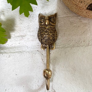 Hermoso gancho de pared vintage de latón con forma de jirafa o búho: para llaves, bolsos, carteras, mochilas y toallas.