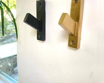Heavy Duty Cast Iron Wall Hook, Black or Gold Finish