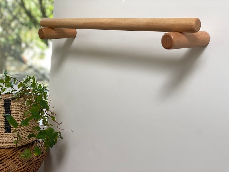 Handmade Sustainable European Beech wood Wall Mount Towel Bar Hanging Rack Free shipping for lager size image 4