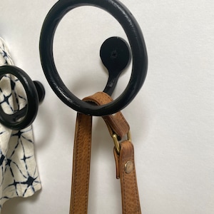 Gorgeous Hand Forged Metal Modern, Farmhouse Round Circle Towel, Bag, Backpack, Coat Hook Available in 3 or 4 in Black or Gold Black 4 inches