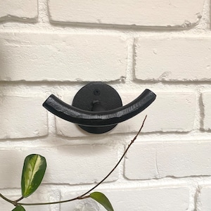 Gorgeous Modern Black Hand Forged Heavy Duty Iron Curved Wall Hooks for Towels, Coats, Bags, Backpacks, Blankets