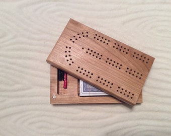 Travel Cribbage Board - Personalized Cribbage Board- Custom Cribbage board - Wooden cribbage board -  Travel Crib -Engrave Cribbage Board