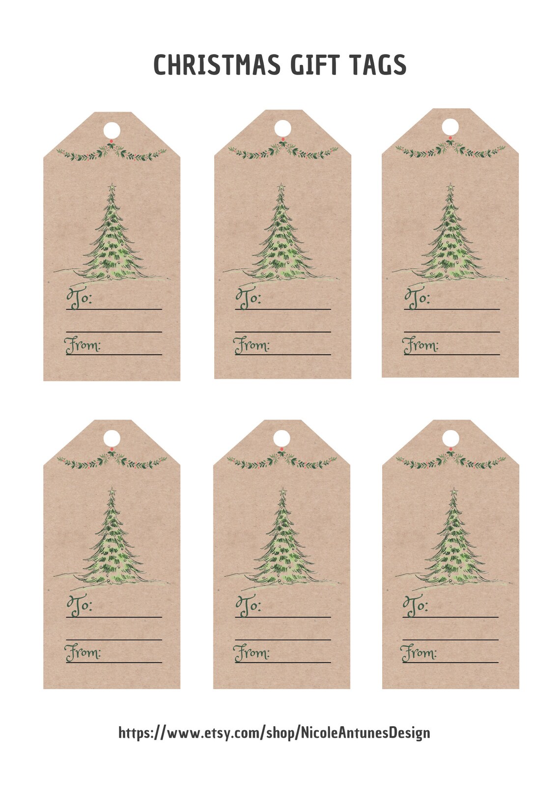 Printable Christmas Gift Tags - INSTANT Download - Digital Download DYI ...
