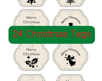 Printable Beige Minimalist Christmas Tags - Instant Download - Print Your Own Gift Tags - Christmas Gift Tags - Digital Download - Gift Tag