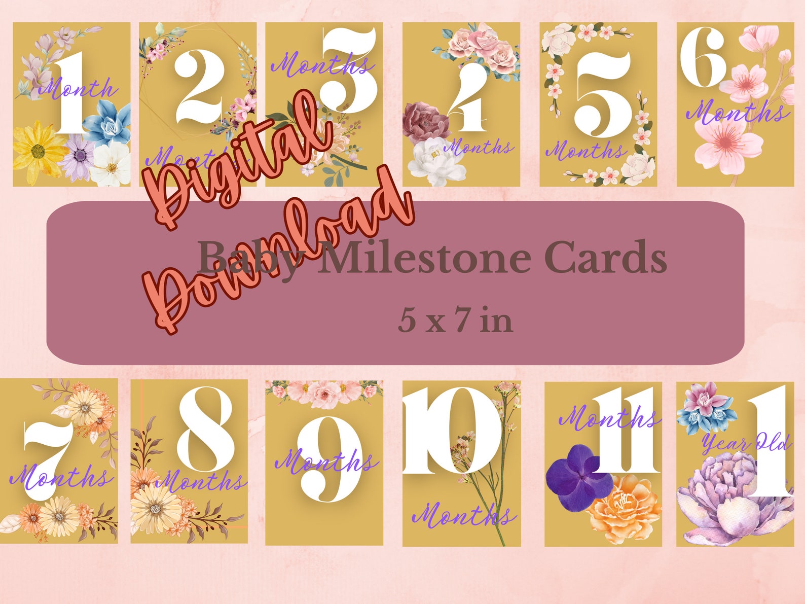 Digital Download - Baby Girl Milestone Cards - Etsy