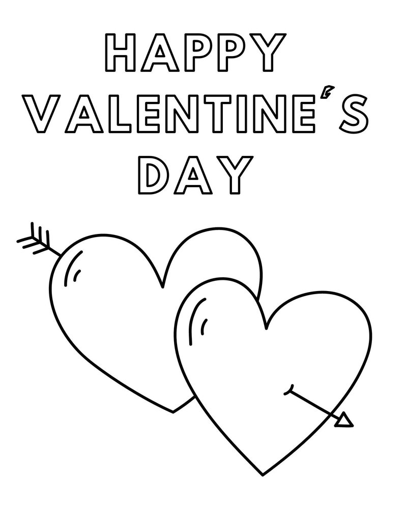 Valentine s Day Printable Toddler Coloring Sheet Instant Download Valentine s Day Coloring Sheet